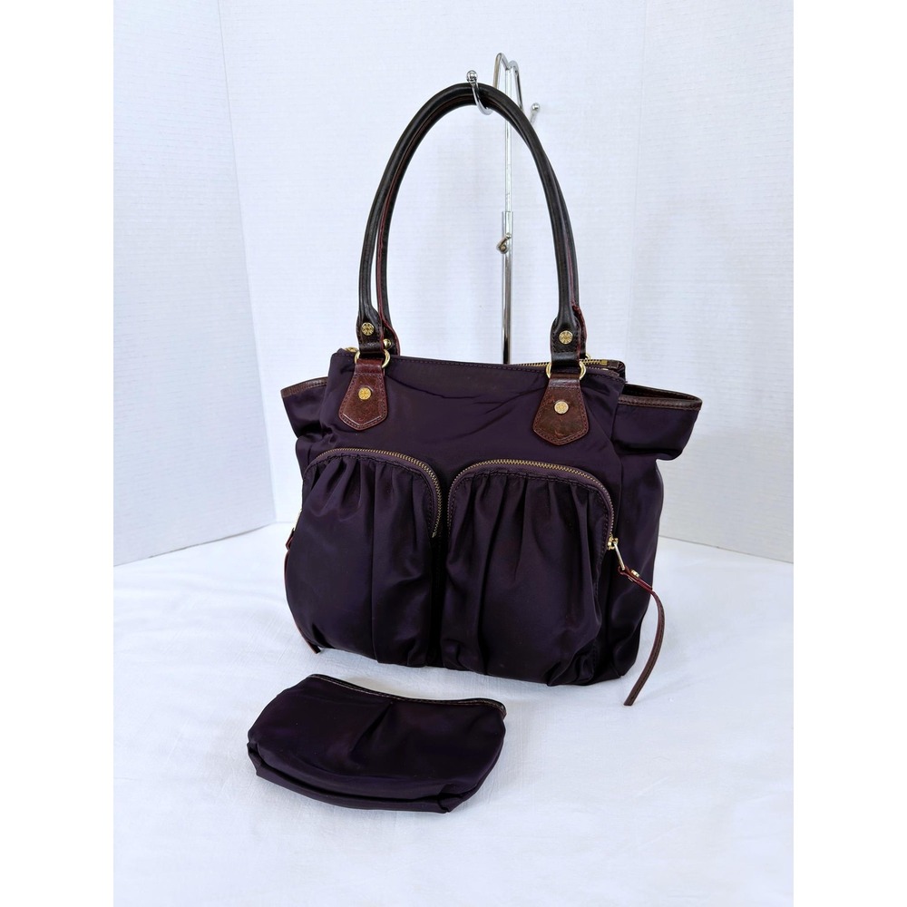 Mz Wallace JANE Tote Plum Bedford Purple Nylon and Leather + Removable Pouch
